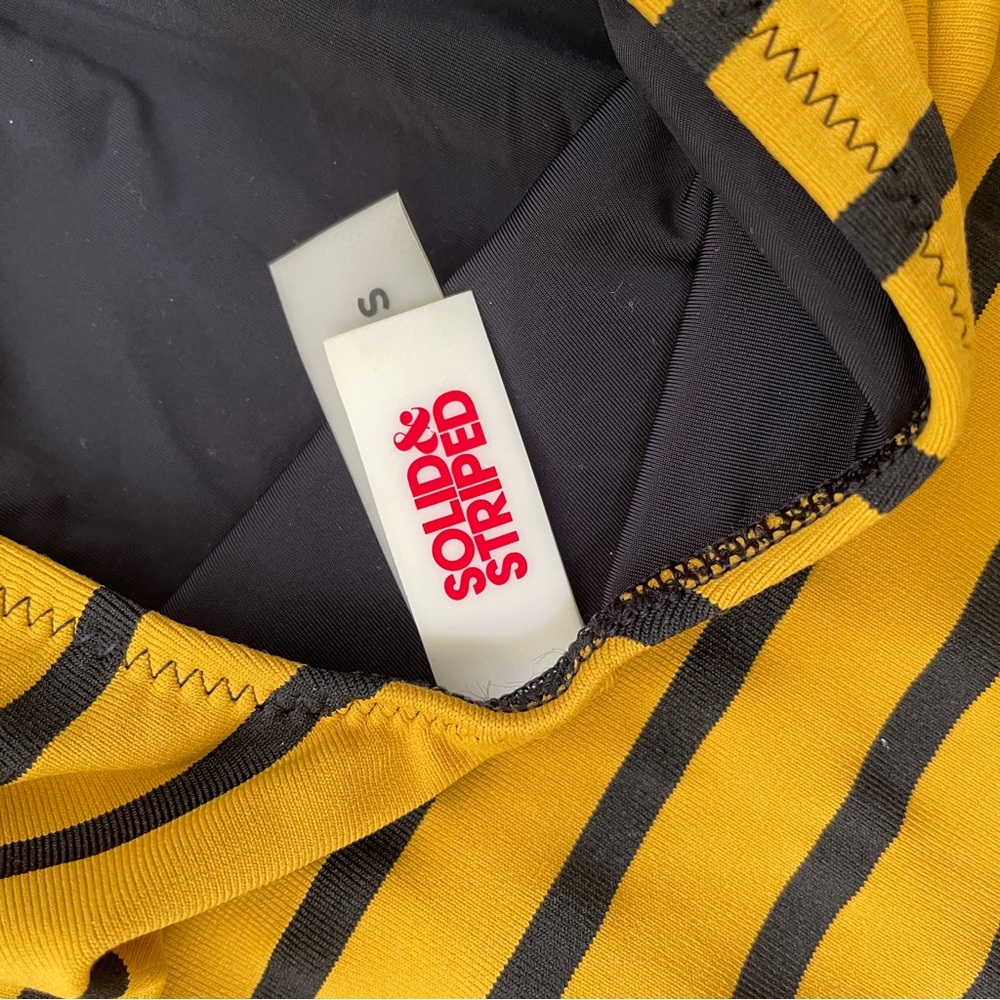 Solid and Striped mustard stripe one piece swimsuit sz Small - Picture 5 of 7